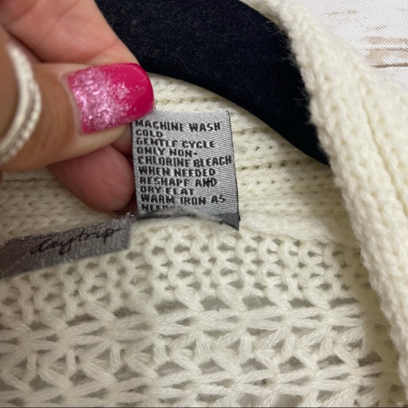 Daytrip Cream Open Knit Cardigan Sweater - Picture 8 of 8
